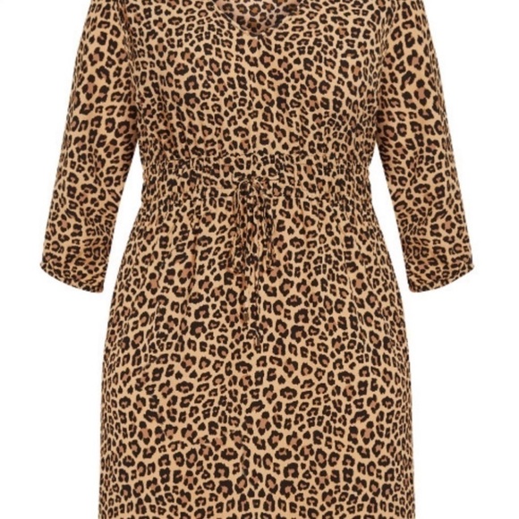 NWT CITY CHIC Cheetah Tunic Elastic Waist Mini Dress Long Sleeve Size 12 - Picture 3 of 8